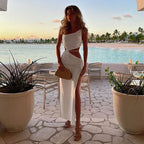Places To Visit Cut Out High Split Ruched Maxi Dress