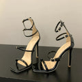 Golden Sandals Women Square Toe Super Thin High Heels Pumps