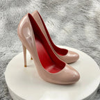 Nude and Black Patent Leather Stiletto Pumps for Women