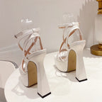 Peep Toe Ankle Buckle Strap High Heels Sandals for Women - Street Style Fashion Platform Shoes