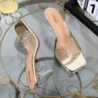 Summer Rhinestone Thin Heel High Heel Sandals Luxury Designer 8.5CM