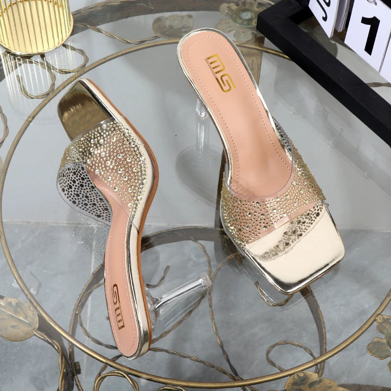 Summer Rhinestone Thin Heel High Heel Sandals Luxury Designer 8.5CM