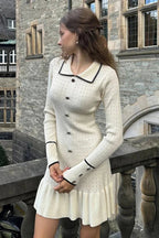 Elegant Slim Fit Mini Dress with Long Sleeves