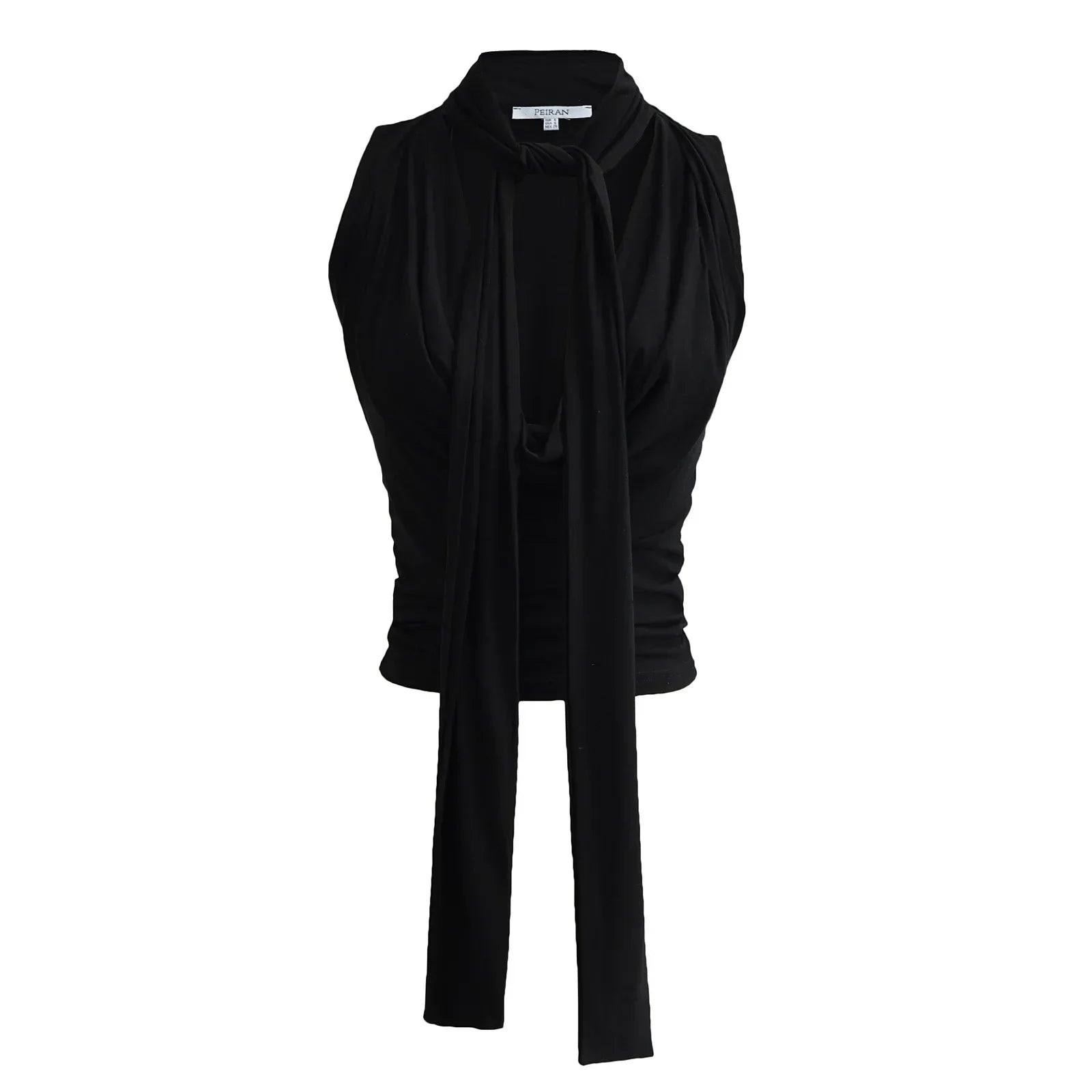 Women Sleeveless Tie Neck Plain Top JERSEY TOP WITH BOW Ruched V-neck Knot Detail Tank Top