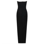 Sparkle Elegance Crystal Rose Embroidered Maxi Dress