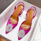 Silk Women Pumps with Crystal Strange Style High Heels for Autumn