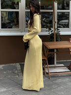 Women Knitted Lace Up 2pcs Set With Skirt Long Sleeve Waist Exposed Cardigan Sexy Slit Long Skirts Autumn New Matching Sets