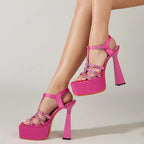 Platform Square High Heels Sandals for Women