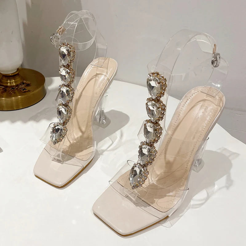 Crystal Rhinestone High Heel Sandals for Summer Party Wedding Fashion