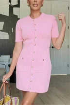Slim Fit Patchwork Short Sleeve Mini Dress
