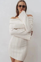 Off Shoulder Long Sleeve Bodycon Mini Dress
