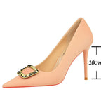 Luxury Banquet Shoes with Metal Buckle Decoration