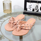 Modern ladies low heeled leather flat sandals for summer outdoor fashion
