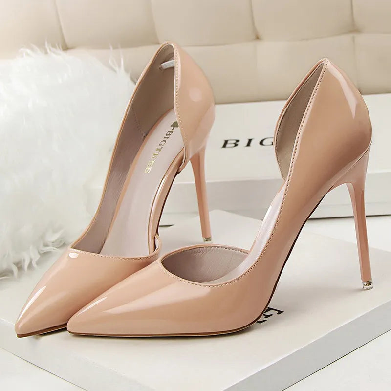Patent Leather High Heel Stiletto Party Shoes for Women in Office Career