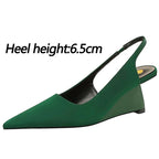 Women Pumps with Hollow Back Strap and High Heels in Silk Satin