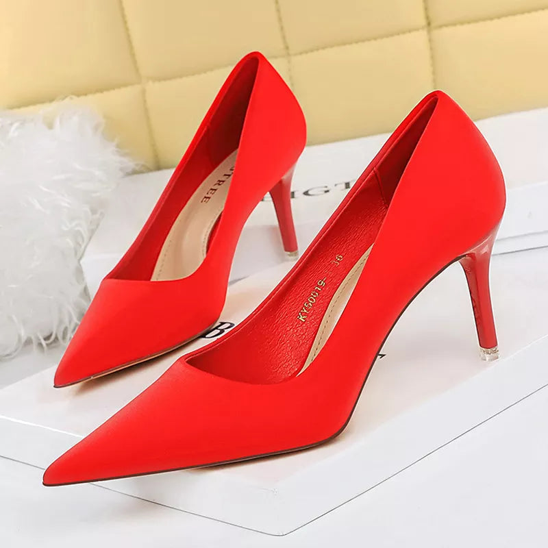 Satin High Heels Stiletto Wedding Shoes Sexy Party Pumps Women Fashion