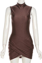Sleeveless Patchwork Pleated Mini Dress
