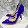 Royal Blue Women Side Cut Pointy Toe High Heel Stiletto Pumps