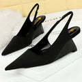 Women Pumps with Hollow Back Strap and High Heels in Silk Satin