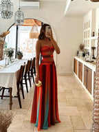 Pleated Tulle Strapless Twist Knot Cut Out Tiered Maxi Dress