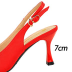 Metal Pointed Women Pumps with 7 cm Kitten Heels in Silks and Satins, Hollow Back