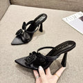 Candy Color Flower Pointed Toe Thin Heel Slippers for Women