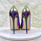Silver Shiny Pointy Toe High Heel Wedding Party Bridemaids Shoes