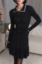 Elegant Slim Fit Mini Dress with Long Sleeves