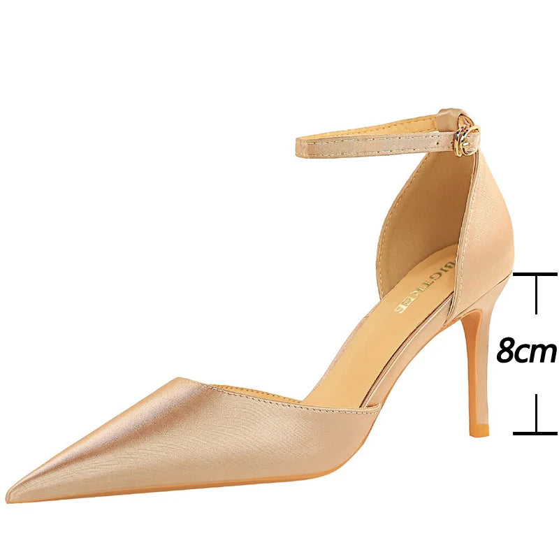 Summer Satin Kitten Heel Wedding Pumps for Women