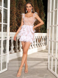 Gaby Beaded Feather Mini Dress