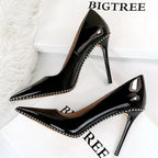 White Patent Leather High Heel Stiletto Pumps for Luxury Parties