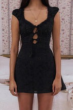 Elegant Lace Tie-Up Mini Dress