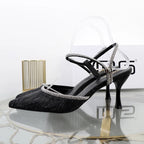 Rhinestone drill T-belt high-heeled sandals for women