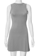 Backless O Neck Sleeveless Mini Dress - Sleeveless Mini Dress