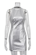 Silver Backless Mini Dress