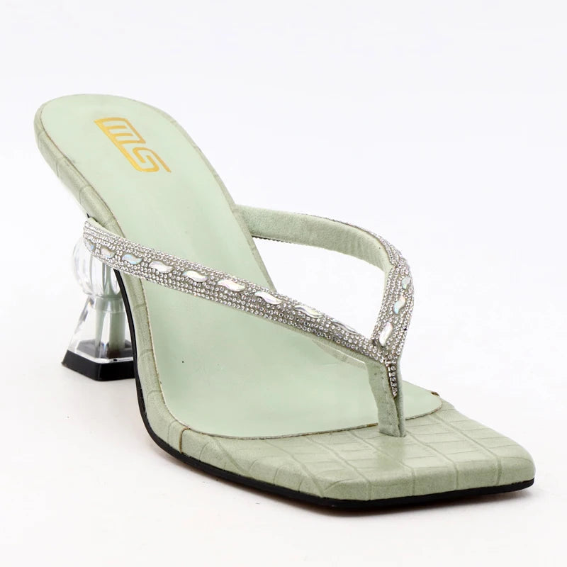 Rhinestone Toe-Clip Stiletto High Heels for Women's Summer Wear