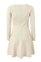 Lace-Up Long Sleeve A-Line Mini Dress