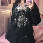Skull Print Fairy Grunge Hoodie