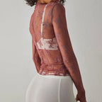 Sexy Mesh Long Sleeve Sheer Top