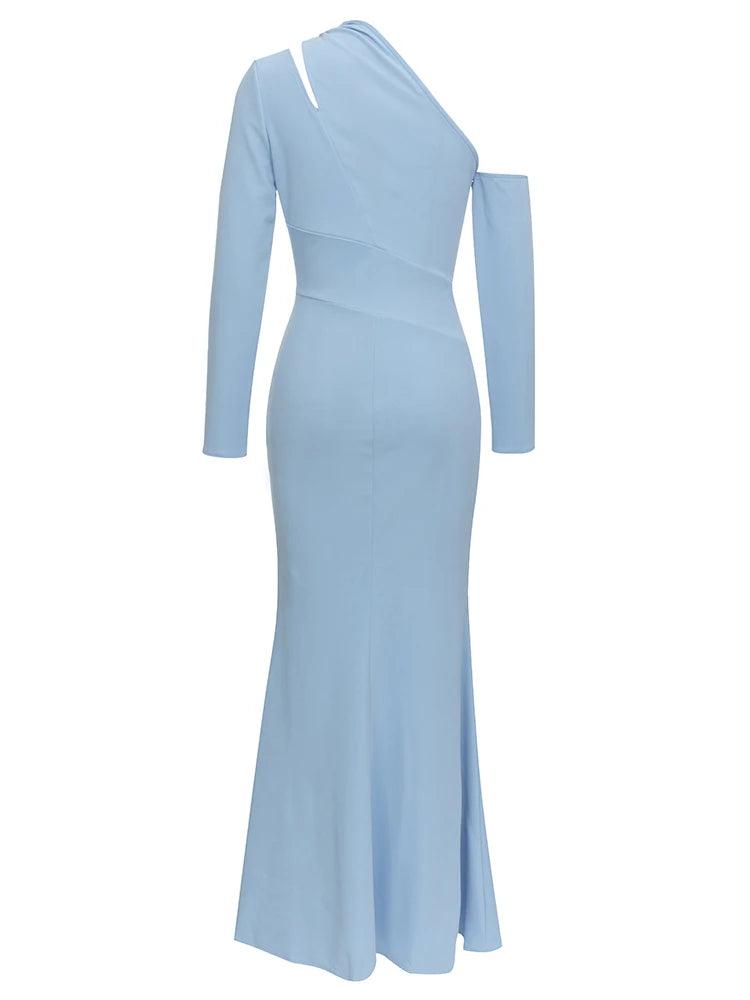 Milia One Shoulder Gown Dress with Cut Out