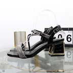 Women's Rhinestone Sandals with 6CM Heel, Large Size
