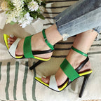 Fashion Mixed Color Buckle Strap Sandals for Women