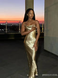 Satin Cowl Neck Spaghetti Strap Slip Maxi Gown