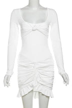 Sheer 2 Piece Long Sleeve Pleated Mini Dress