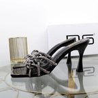 Autumn new rhinestone stiletto sandals with hollow out design