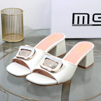 Metal Square Buckle Slippers for Plus Size Women, Perfect for Summer