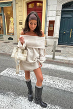 Strapless Long Sleeve Mini Dress with High Waist