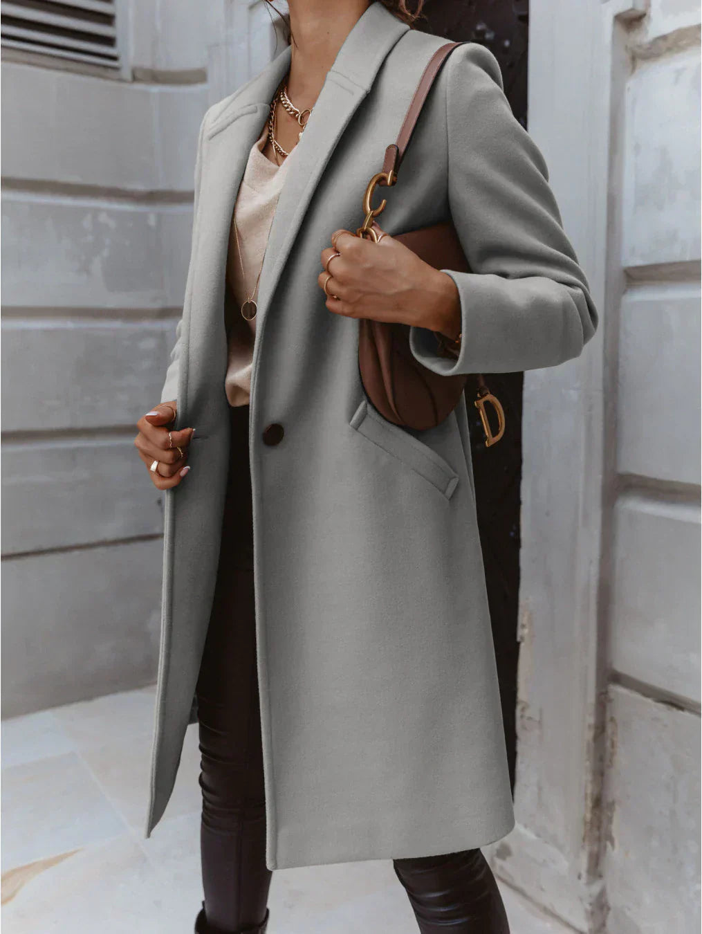 | Women's Double-Breasted Long Coat