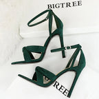 11cm High Heeled Suede Stilettos Sandals for Ladies Summer