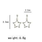 Korean Fashion Pearl Crystal Star Drop Earrings for Women Geometric Pendants Jewelry Gift